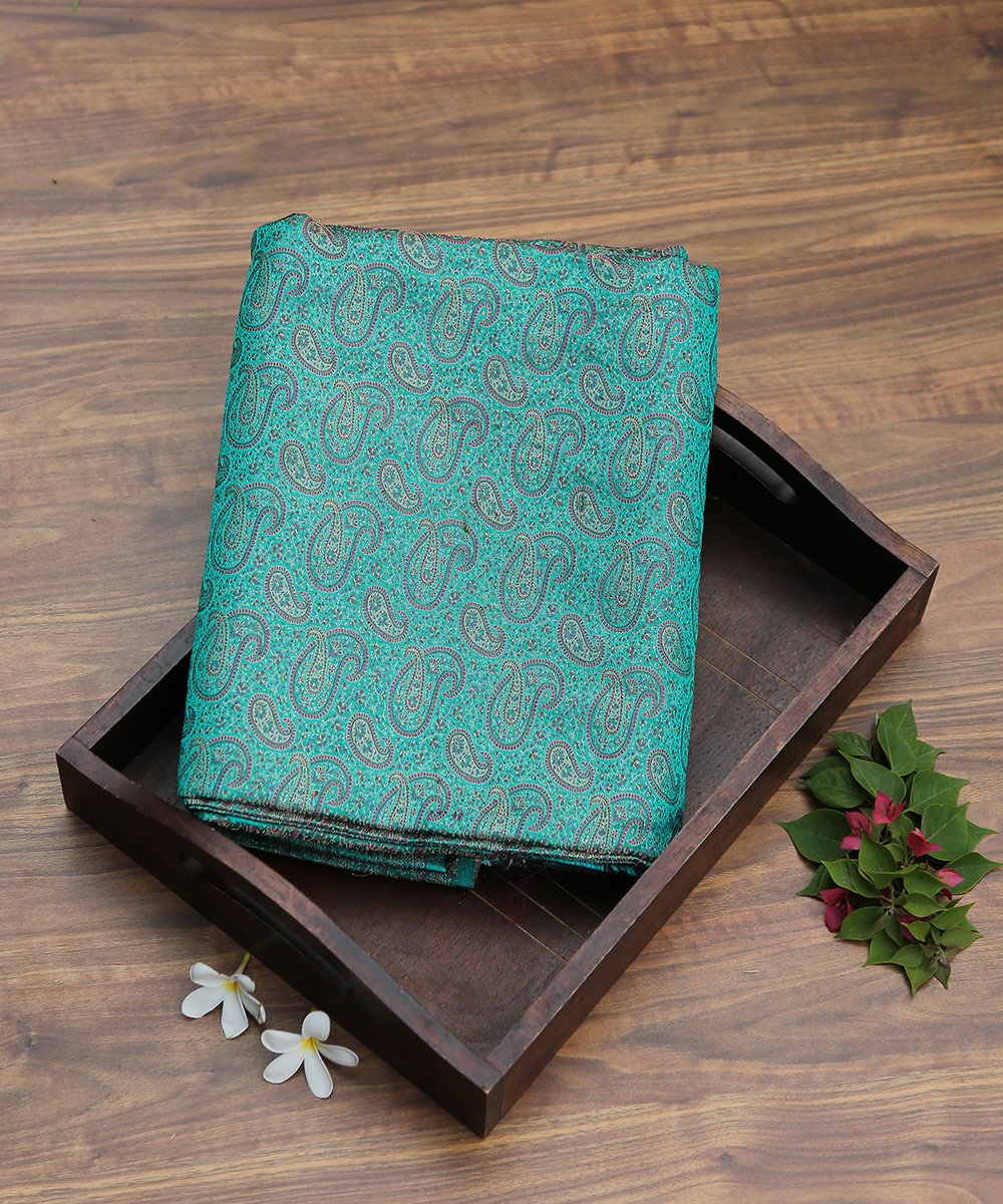 Handloom_Teal_Zari_Brocade_Banarasi_Fabric_in_Pure_Katan_Silk_WeaverStory_01