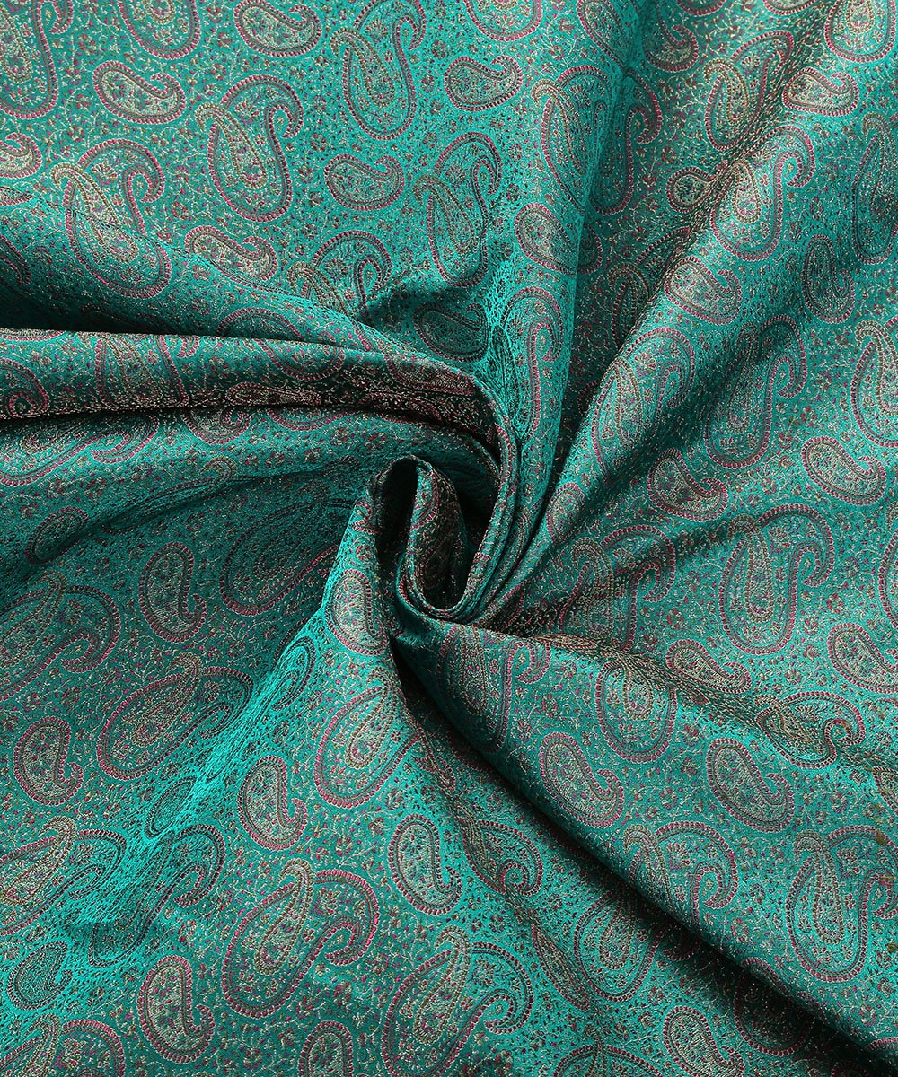 Handloom_Teal_Zari_Brocade_Banarasi_Fabric_in_Pure_Katan_Silk_WeaverStory_05
