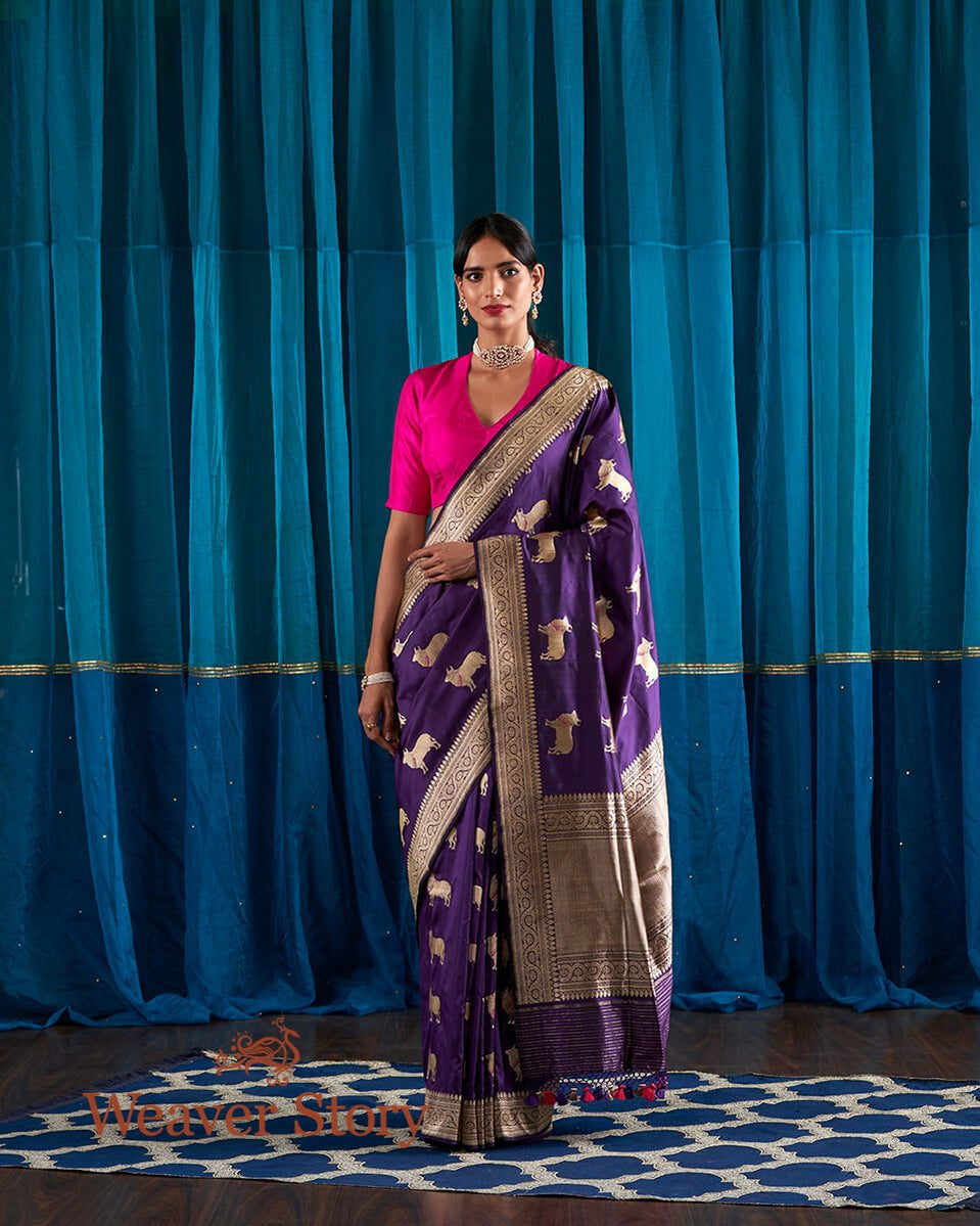 Handloom_Purple_Saree_with_Nandi_Motifs_woven_in_Gold_Zari_WeaverStory_02