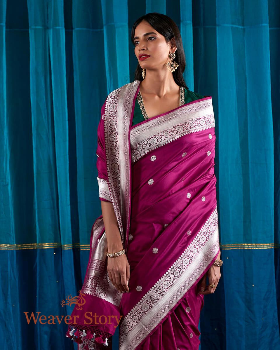 Handloom_Wine_Kadhwa_Booti_Saree_with_Silver_Zari_WeaverStory_01