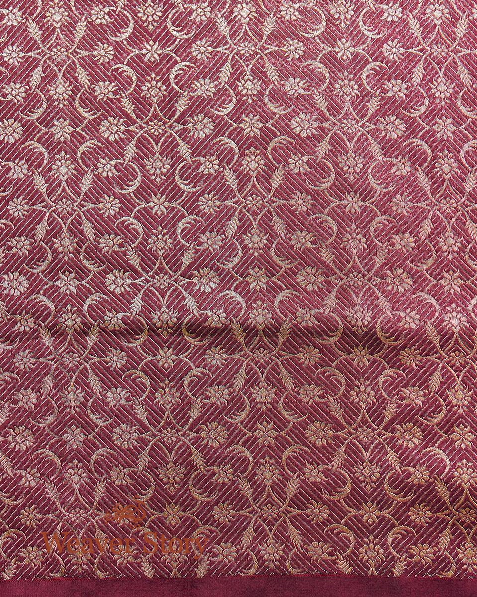 Handloom_Wine_Banarasi_Silk_Saree_woven_with_Traditional_Mughal_Inspired_Motifs_WeaverStory_05