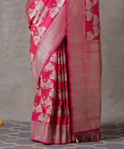 Hot_Pink_Handloom_Pure_Katan_Silk_Banarasi_Saree_With_Kadhwa_Sona_Rupa_Zari_and_Nartaki_Motifs_WeaverStory_04