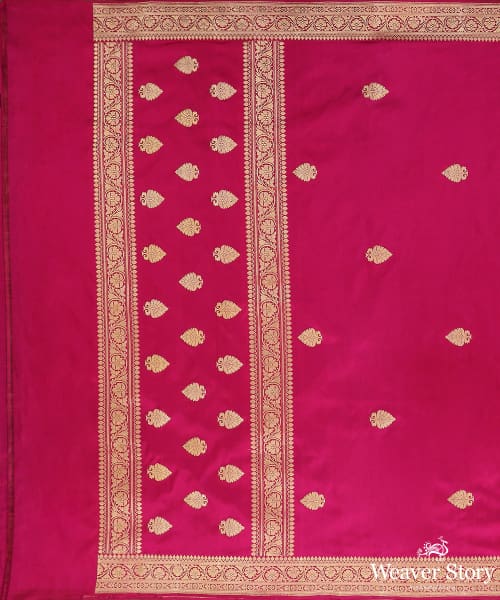 Handloom_Pink_Pure_Katan_Silk_Banarasi_Dupatta_with_Gold_Zari_Booti_WeaverStory_02