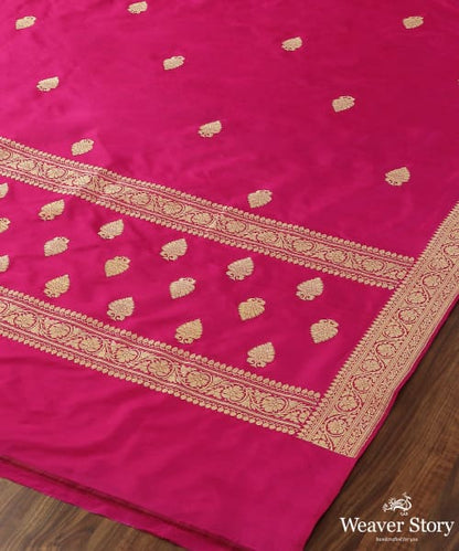 Handloom_Pink_Pure_Katan_Silk_Banarasi_Dupatta_with_Gold_Zari_Booti_WeaverStory_03