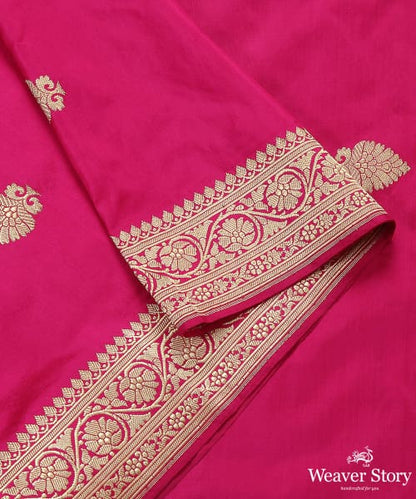 Handloom_Pink_Pure_Katan_Silk_Banarasi_Dupatta_with_Gold_Zari_Booti_WeaverStory_04