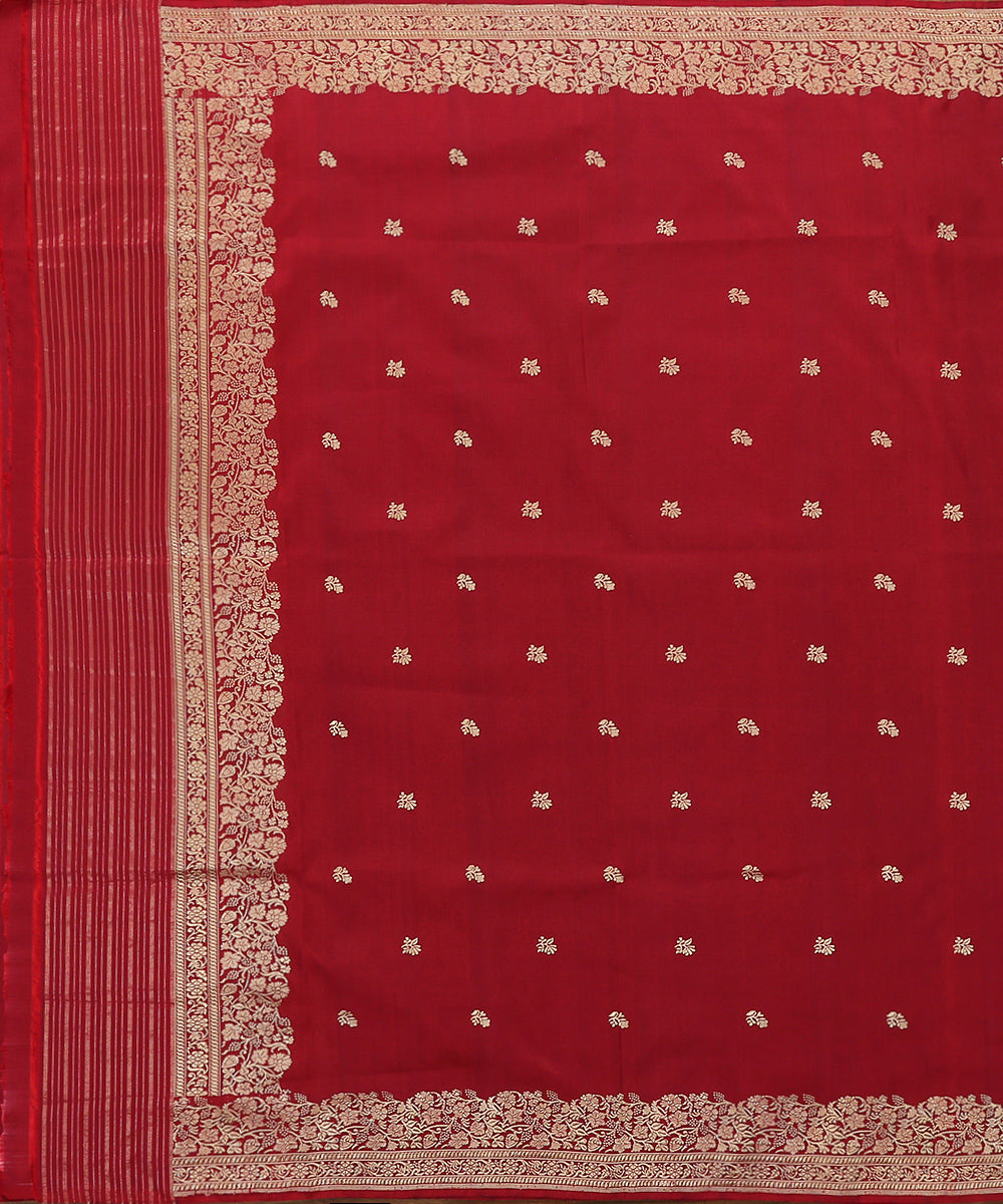 Maroon_Handloom_Pure_Katan_Silk_Banarasi_Dupatta_with_Gold_Zari_Booti_WeaverStory_02