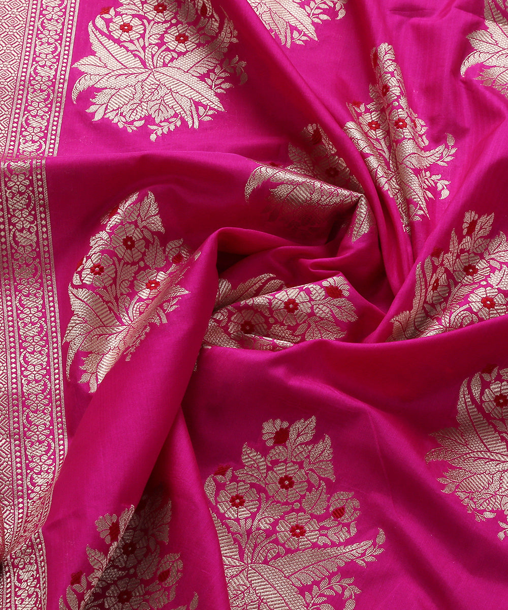 Pink_Handloom_Banarasi_Katan_Silk_Dupatta_with_Floral_Bunches_WeaverStory_04