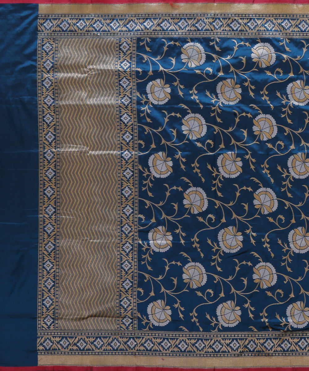 Blue_Handloom_Banarasi_Katan_Silk_Dupatta_Sona_Rupa_Floral_Jaal_WeaverStory_02