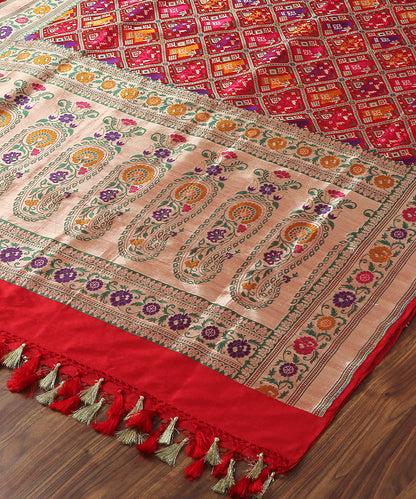 Handloom_Red_Meenakari_Banarasi_Patola_Dupatta_with_Floral_Border_WeaverStory_03