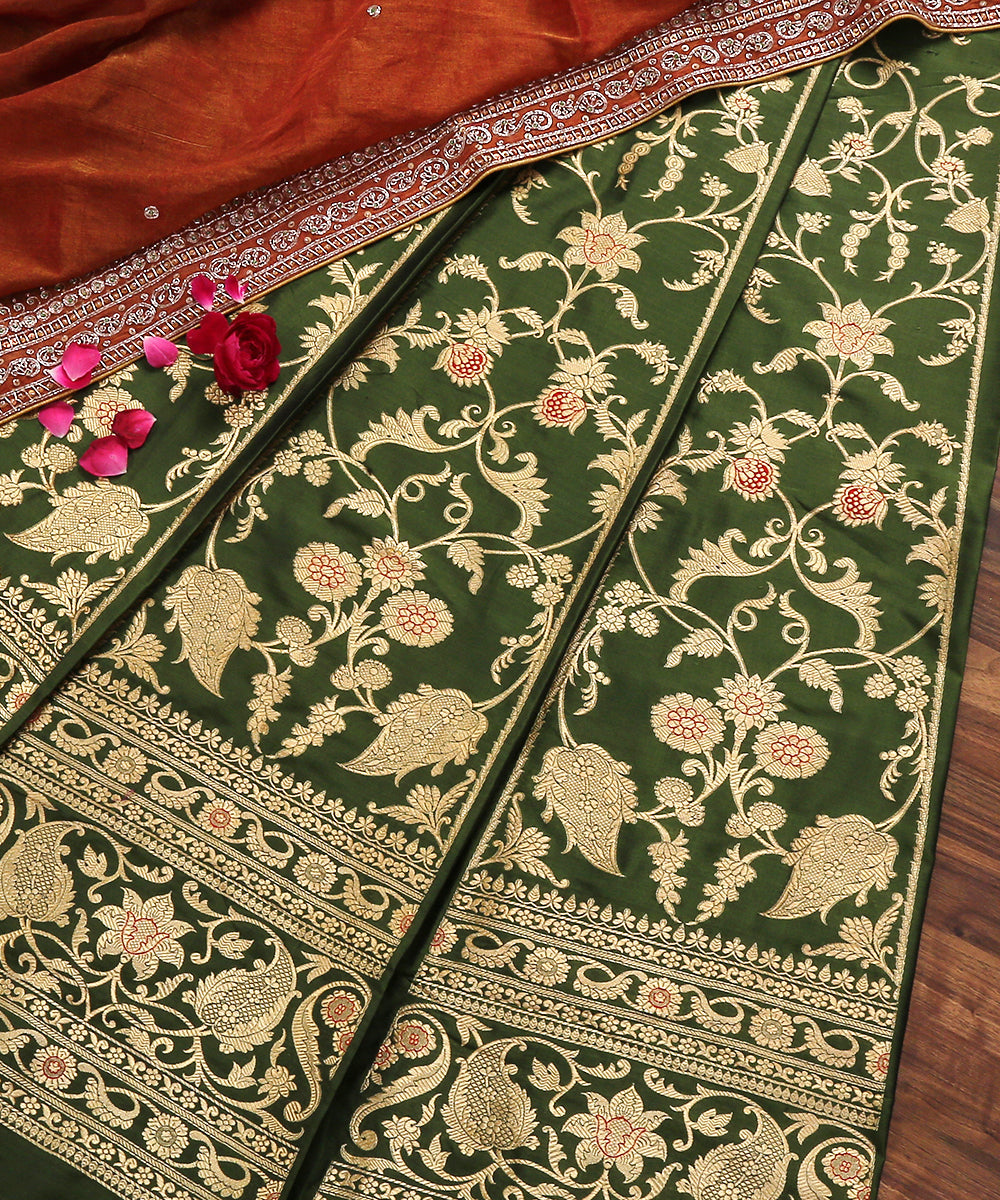 Handloom_Bottle_Green_Banarasi_Katan_Silk_Lehenga_with_Meenakari_WeaverStory_01