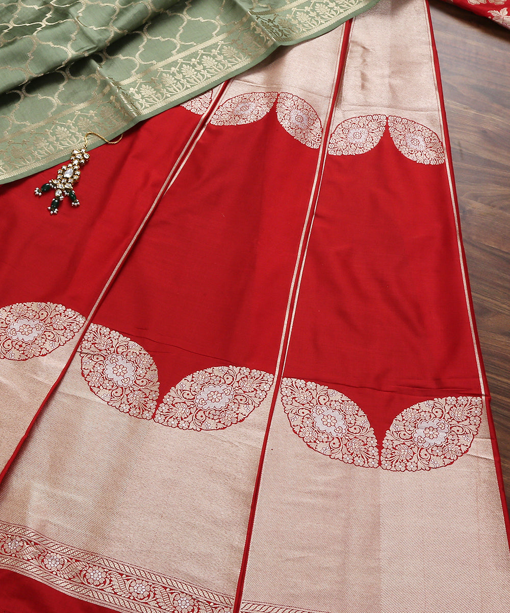 Handloom_Red_Banarasi_Katan_Silk_Lehenga_with_Broad_Border_WeaverStory_01