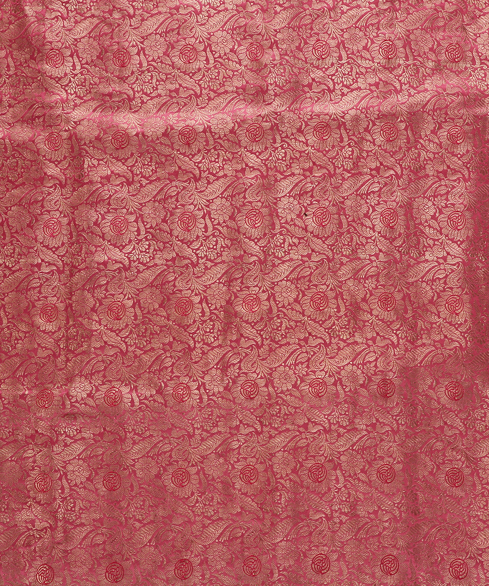Rose_Pink_Pure_Katan_Silk_Banarasi_Handloom_Fabric_with_Gulaab_Jaal_WeaverStory_05