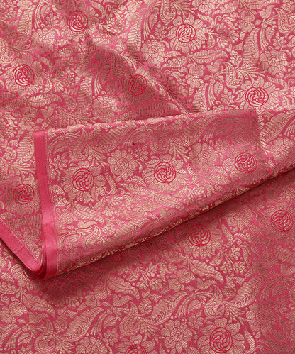Rose_Pink_Pure_Katan_Silk_Banarasi_Handloom_Fabric_with_Gulaab_Jaal_WeaverStory_02