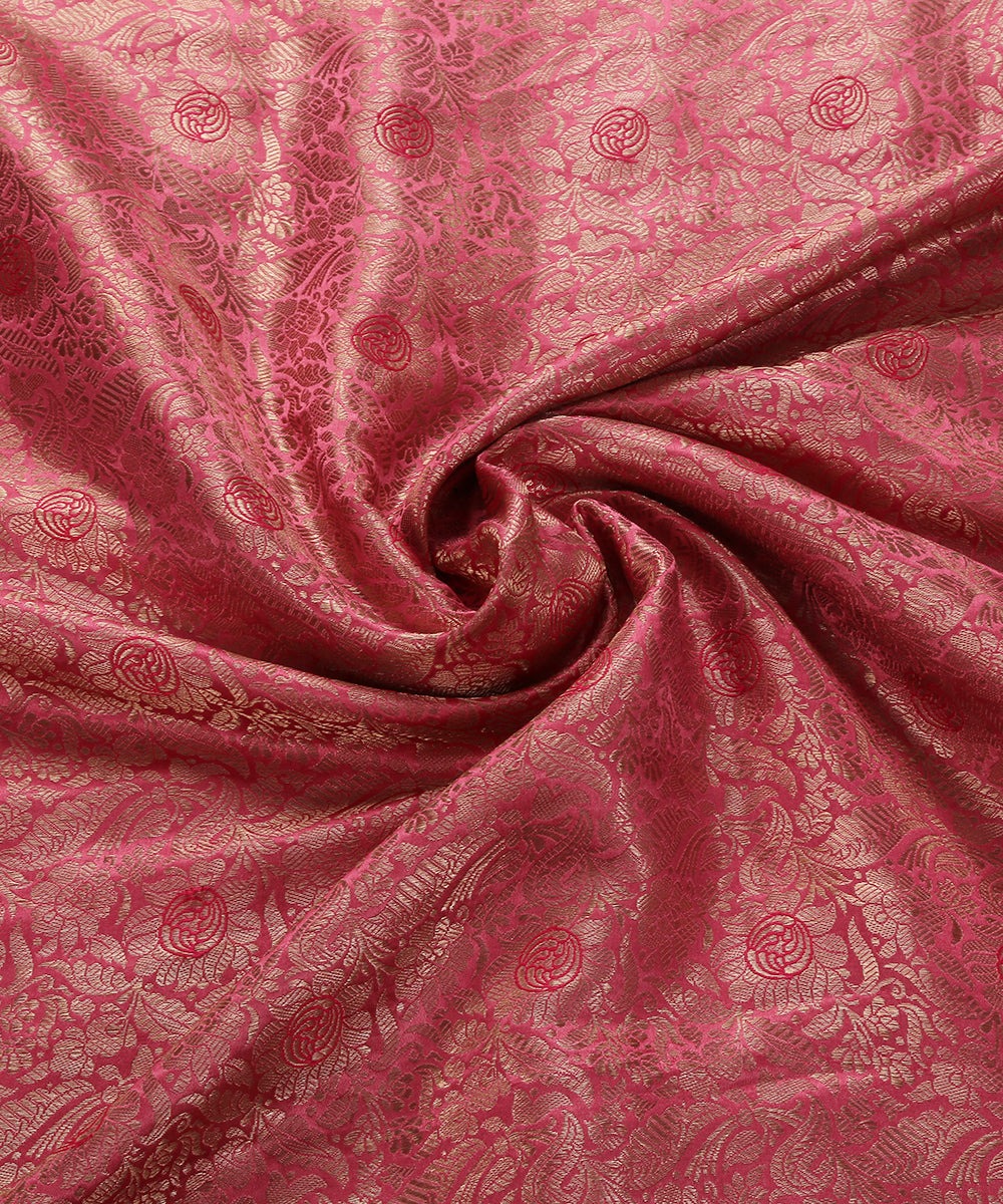 Rose_Pink_Pure_Katan_Silk_Banarasi_Handloom_Fabric_with_Gulaab_Jaal_WeaverStory_03