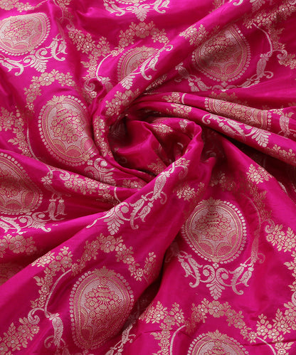 Rani_Pink_Pure_Katan_Silk_Banarasi_Handloom_Fabric_with_Victorian_Motifs_WeaverStory_05