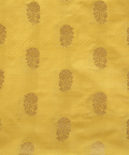Yellow_Pure_Katan_Silk_Banarasi_Handloom_Fabric_with_Mughal_Phool_Patti_Motifs_WeaverStory_03