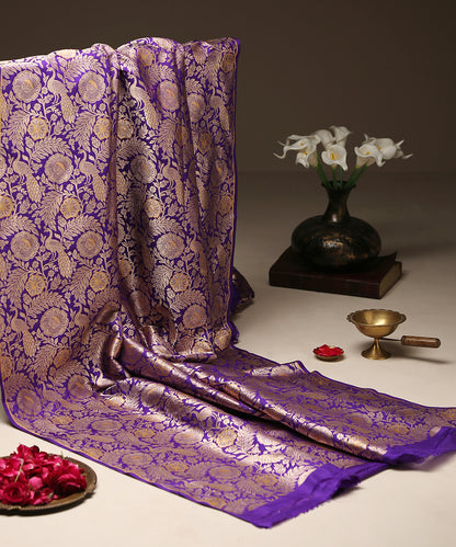 Purple_Pure_Katan_Silk_Banarasi_Handloom_Fabric_with_Morni_Jaal_WeaverStory_01