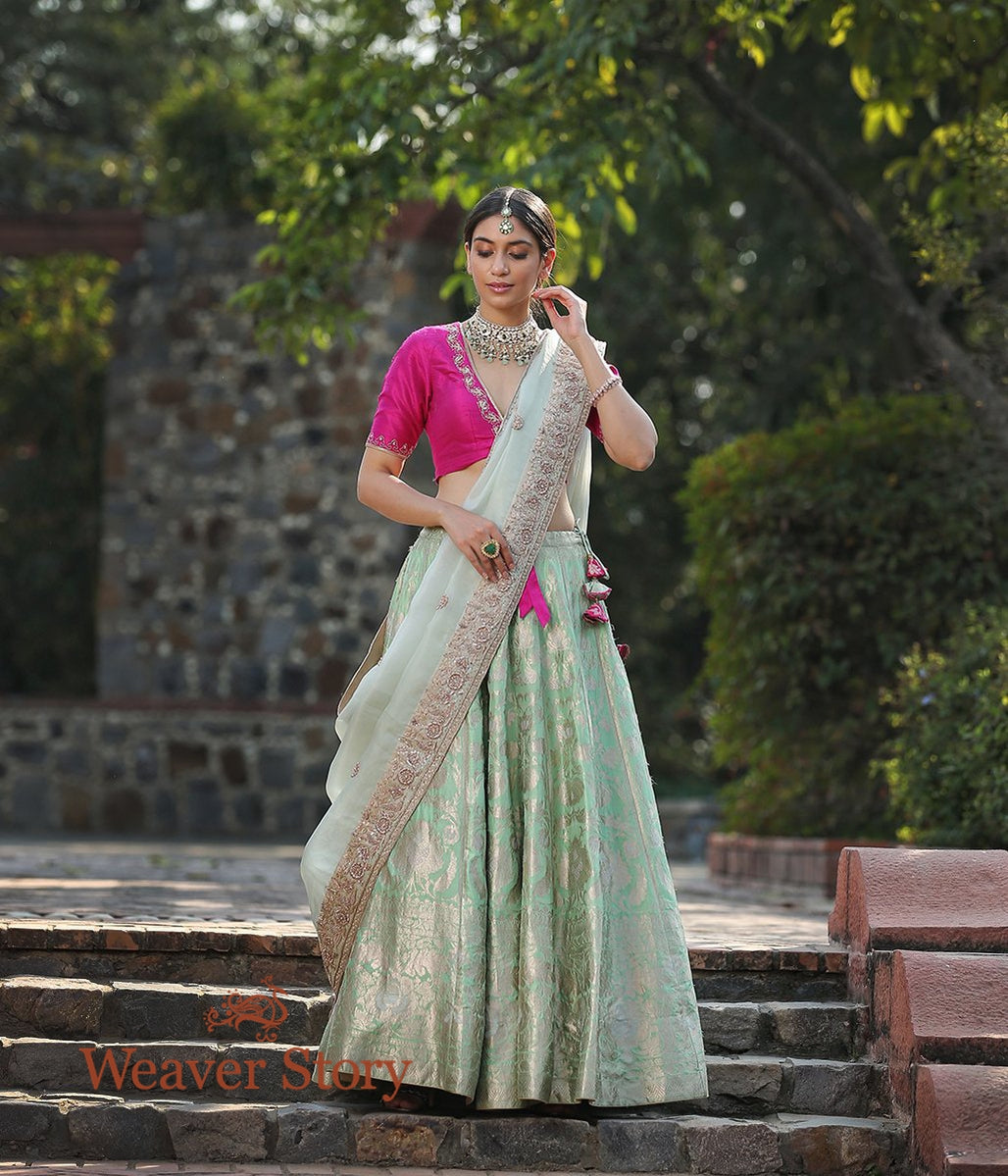 Handwoven_Light_Green_Sona_Rupa_Zari_Kadhwa_Lehenga_WeaverStory_02