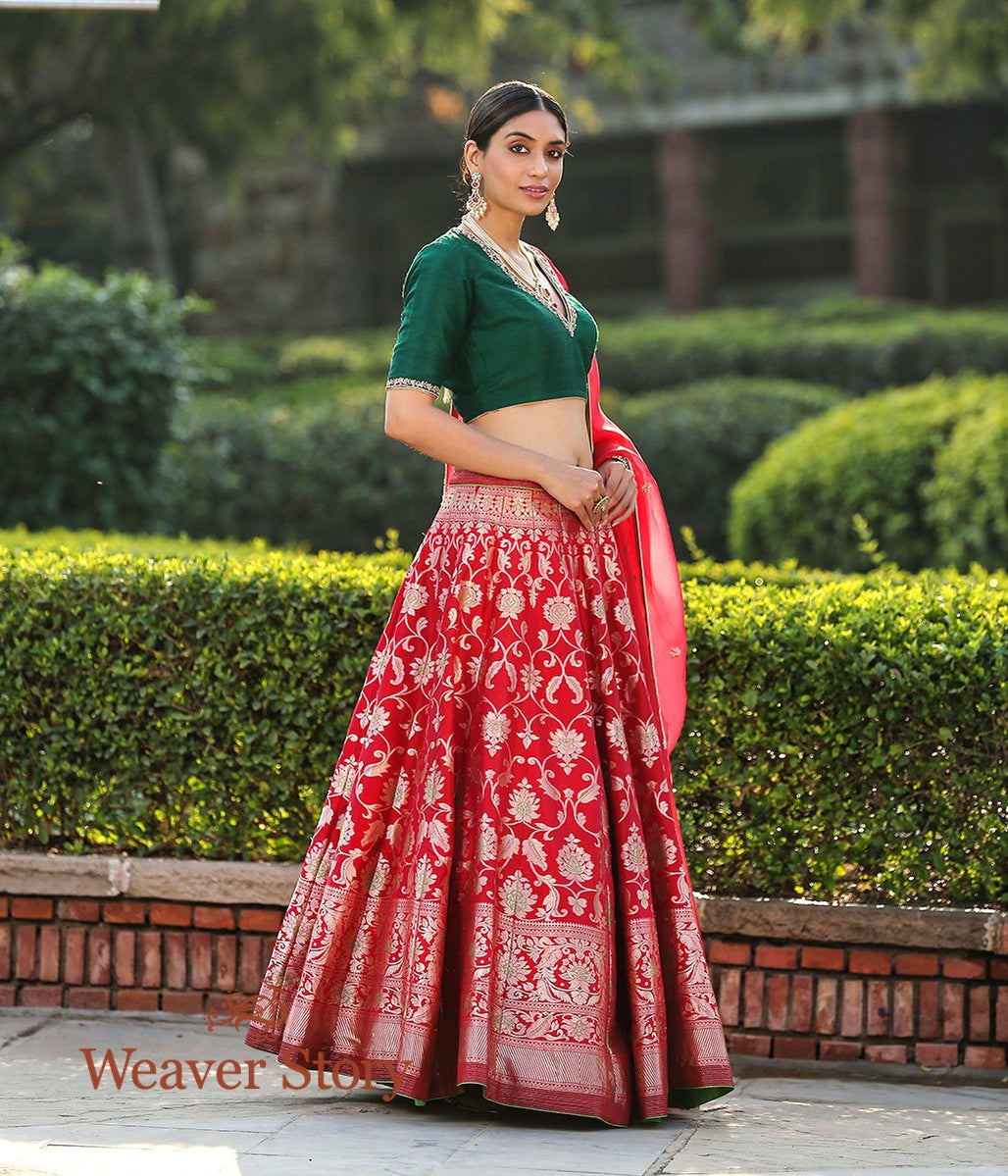 Handwoven_Red_Banarasi_Lehenga_with_Meenakari_WeaverStory_01