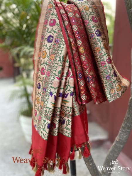 Handwoven_Red_Banarasi_Patola_dupatta_with_meenakari_WeaverStory_01