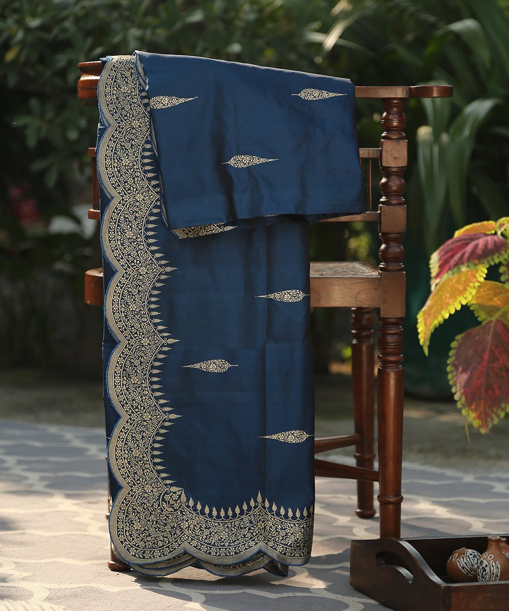 Indigo_Handloom_Blue_Pure_Katan_Silk_Scallop_Border_Banarasi_Dupatta_WeaverStory_01