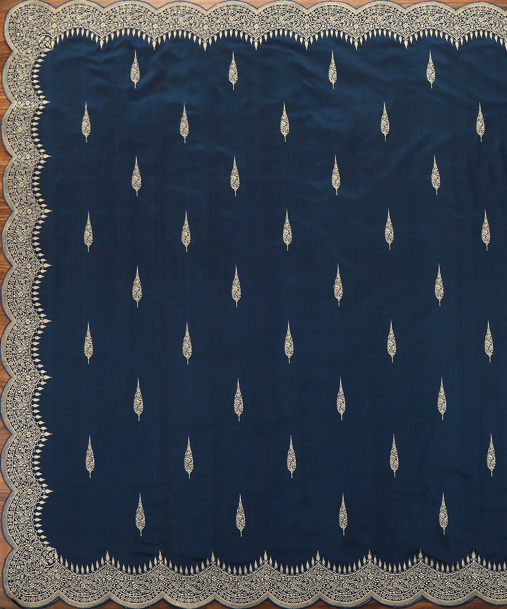 Indigo_Handloom_Blue_Pure_Katan_Silk_Scallop_Border_Banarasi_Dupatta_WeaverStory_02