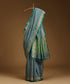 Pigeon_Blue_And_Green_Twill_Weave_Pure_Mulberry_Silk_Saree_With_Horizontal_Zari_Lines_WeaverStory_01