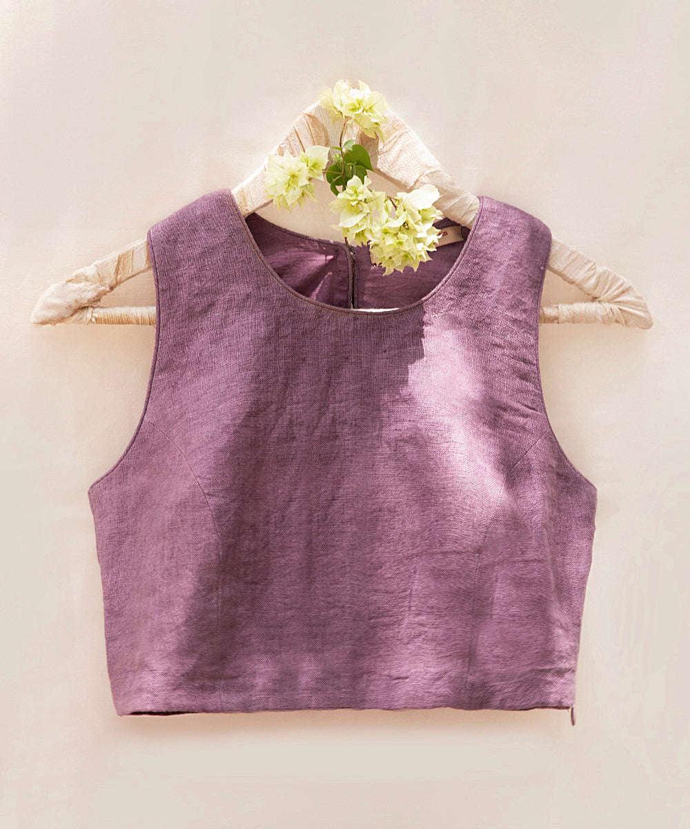 Handloom_Onion_Pink_Pure_Linen_Stitched_Blouse_WeaverStory_01
