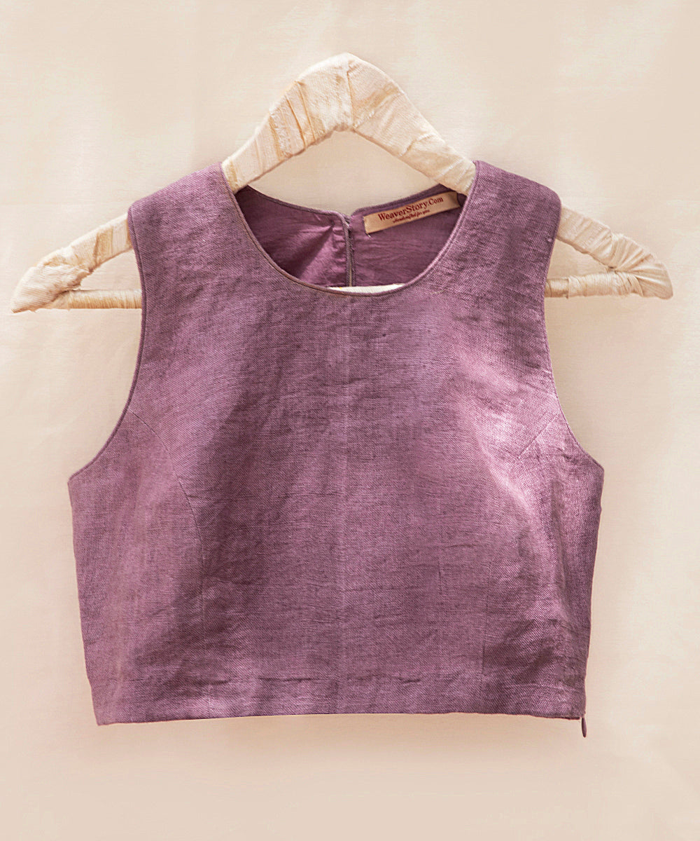 Handloom_Onion_Pink_Pure_Linen_Stitched_Blouse_WeaverStory_02