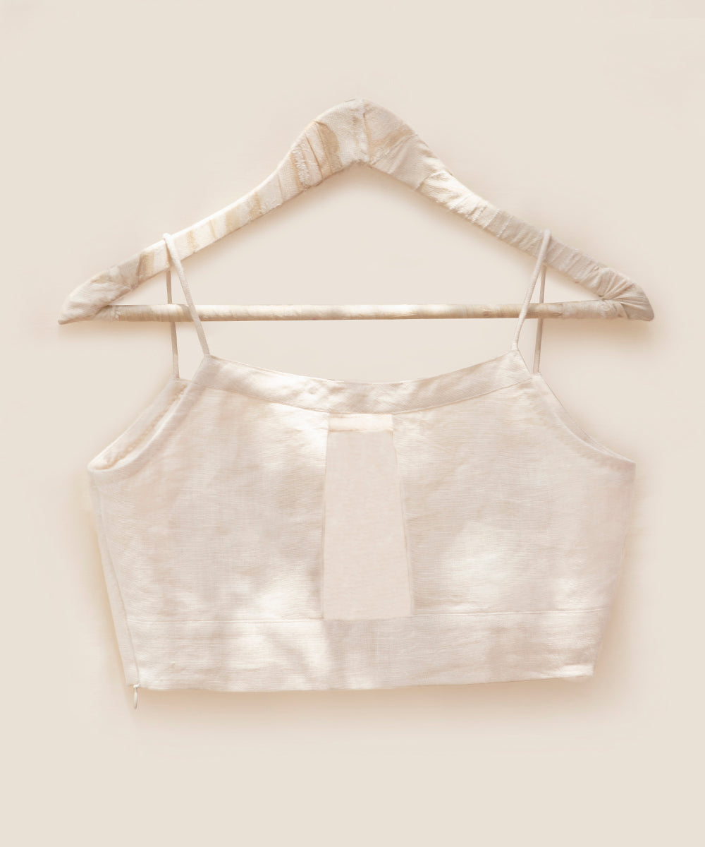 Offwhite_Handloom_Pure_Linen_Stitched_Blouse_With_Straps_WeaverStory_03