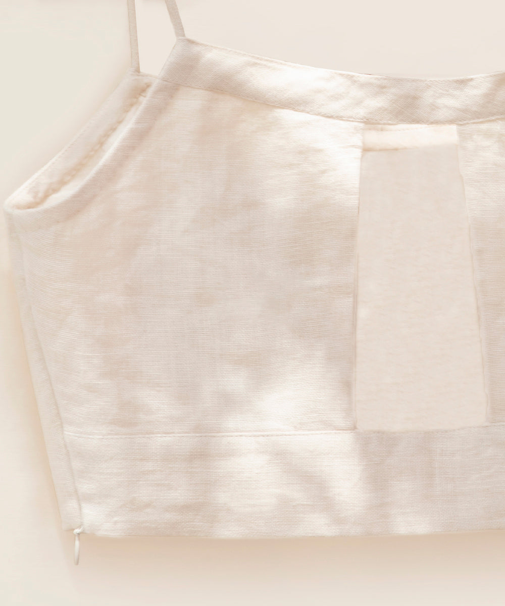 Offwhite_Handloom_Pure_Linen_Stitched_Blouse_With_Straps_WeaverStory_04