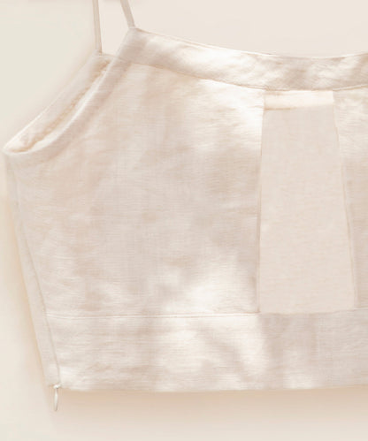 Offwhite_Handloom_Pure_Linen_Stitched_Blouse_With_Straps_WeaverStory_04