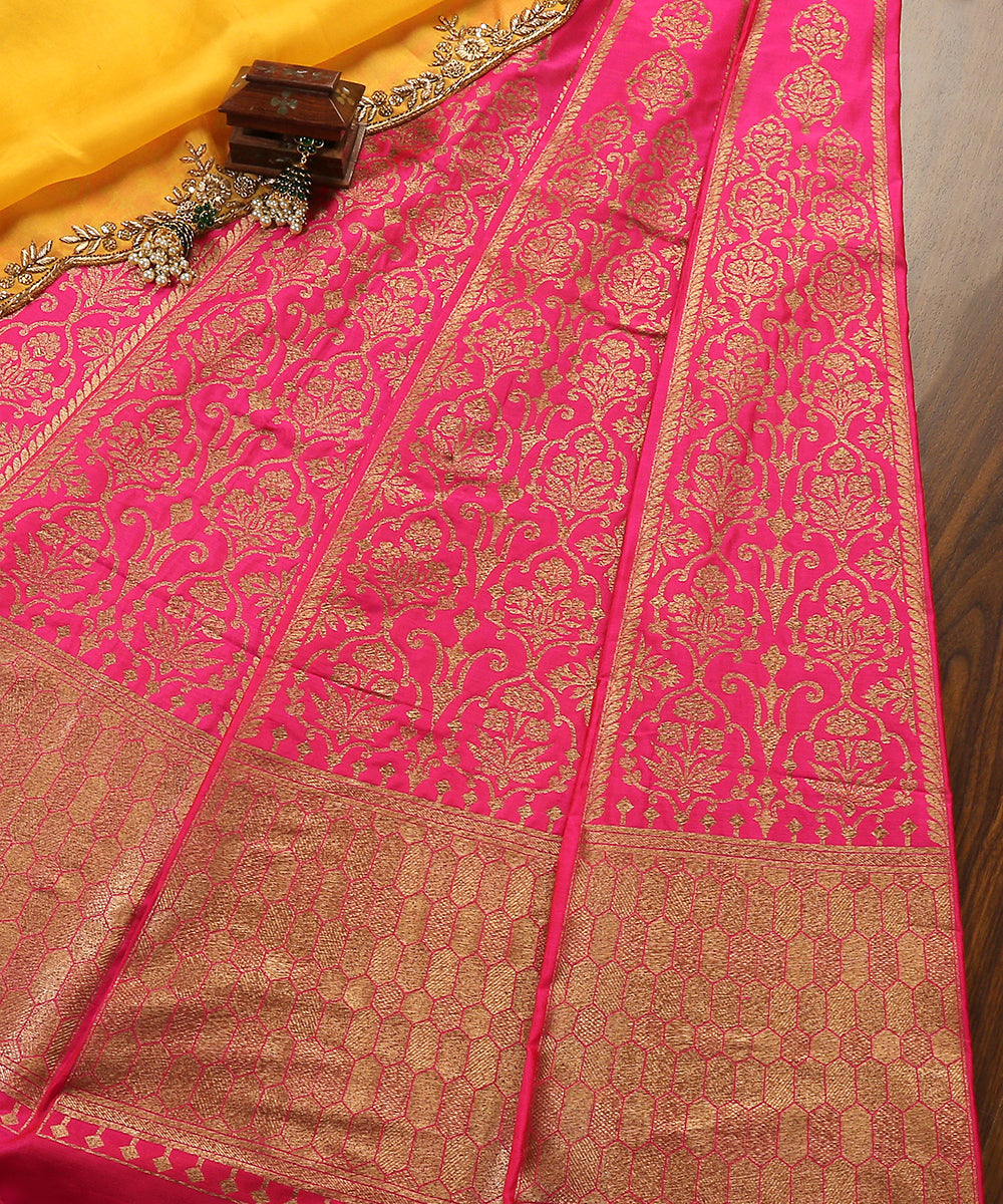 Handloom_Fuschia_Pure_Katan_Silk_Banarasi_Lehenga_With_Antique_Zari_WeaverStory_01