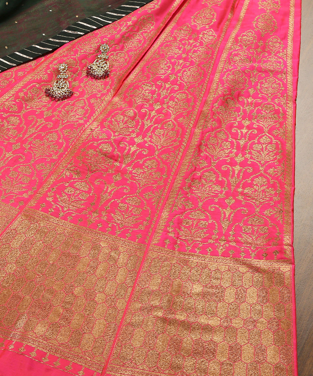 Handloom_Hot_Pink_Pure_Katan_Silk_Banarasi_Lehenga_With_Antique_Zari_WeaverStory_01