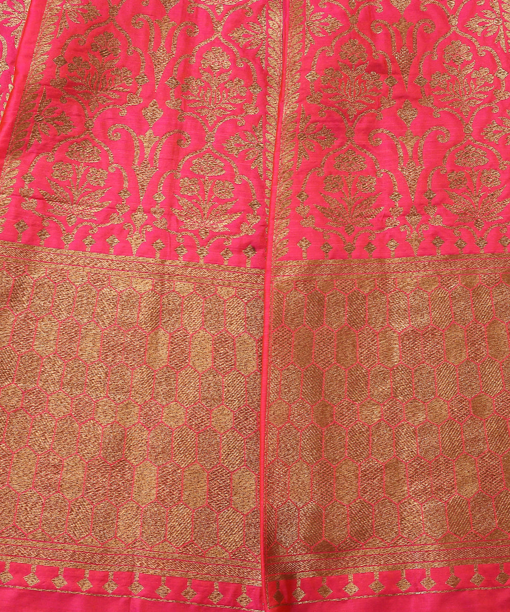 Handloom_Hot_Pink_Pure_Katan_Silk_Banarasi_Lehenga_With_Antique_Zari_WeaverStory_04