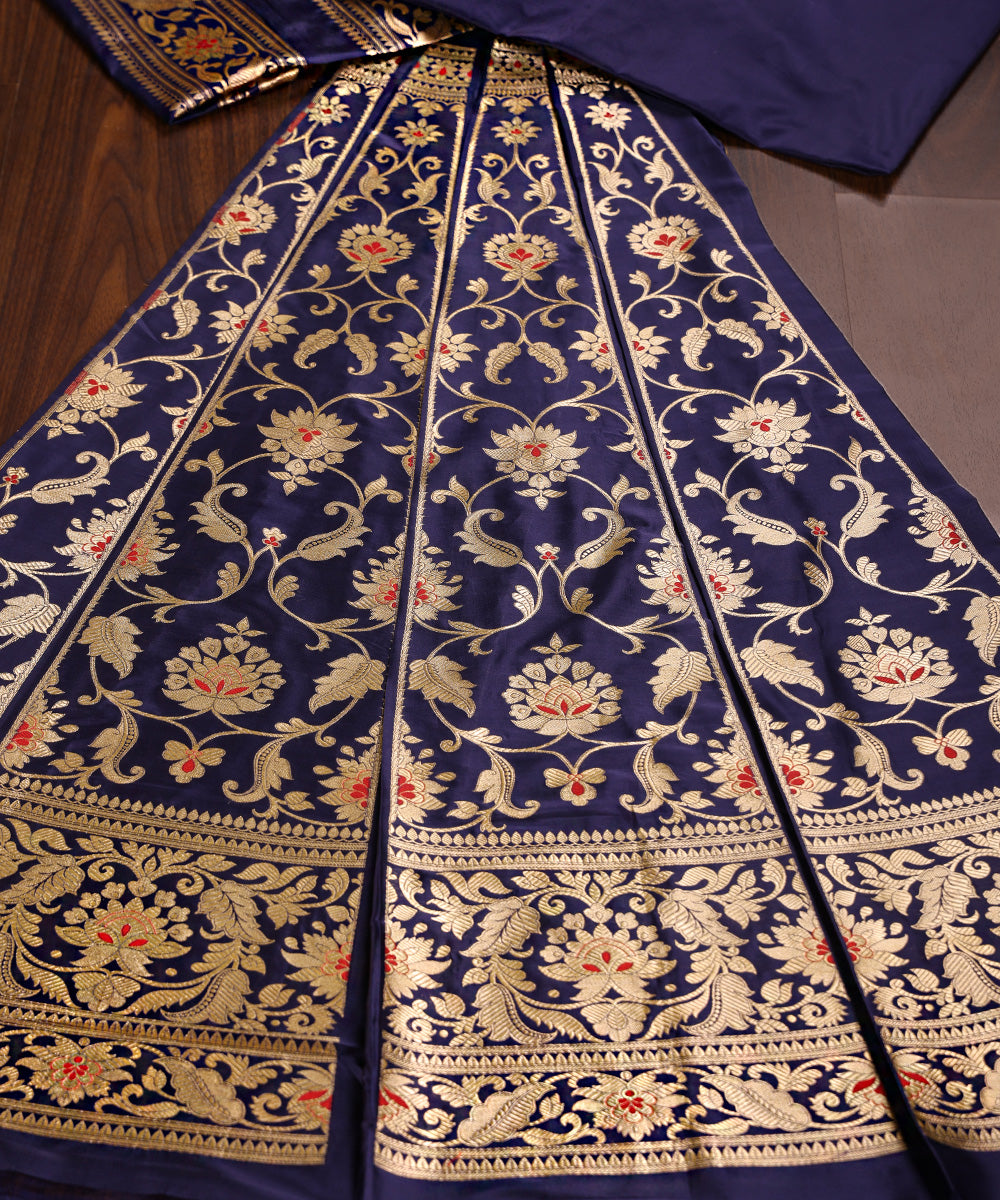 Handloom_Navy_Blue_Pure_Katan_Silk_Banarasi_Lehenga_With_Meenakari_WeaverStory_02