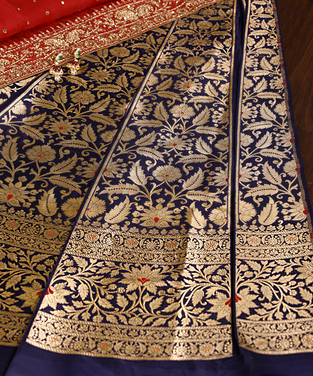 Handloom_Navy_Blue_Pure_Katan_Silk_Brocade_Bahaar_Banarasi_Lehenga_With_Meenakari_WeaverStory_01