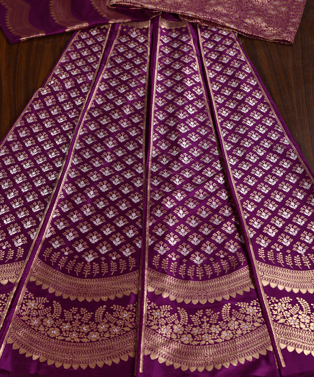 Handloom_Purple_Pure_Katan_Silk_Scalloped_Banarasi_Lehenga_With_Gold_Silver_Mughal_Booti_WeaverStory_02