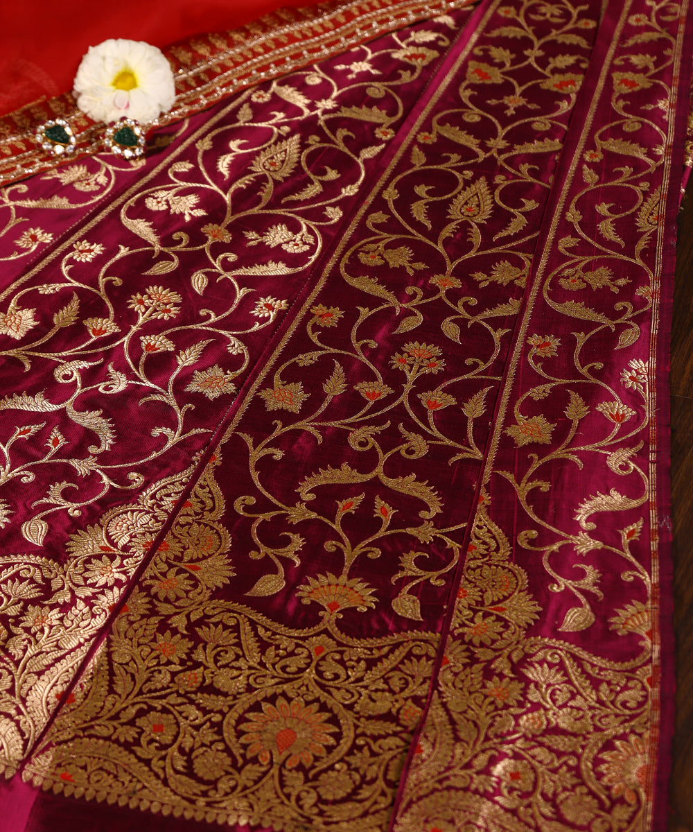 Purple_Double_Shade_Handloom_Pure_Katan_Silk_Gul_Banarasi_Lehenga_With_Kadhwa_Meenakari_WeaverStory_01