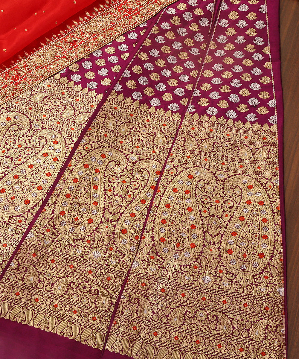 Handloom_Purple_Pure_Katan_Silk_Mehraab_Banarasi_Lehenga_With_Kadhwa_Booti_And_Meena_WeaverStory_01