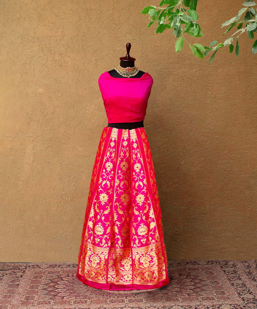 Handloom_Pink_Katan_Silk_Banarasi_Lehenga_with_Meenakari_work_WeaverStory_01