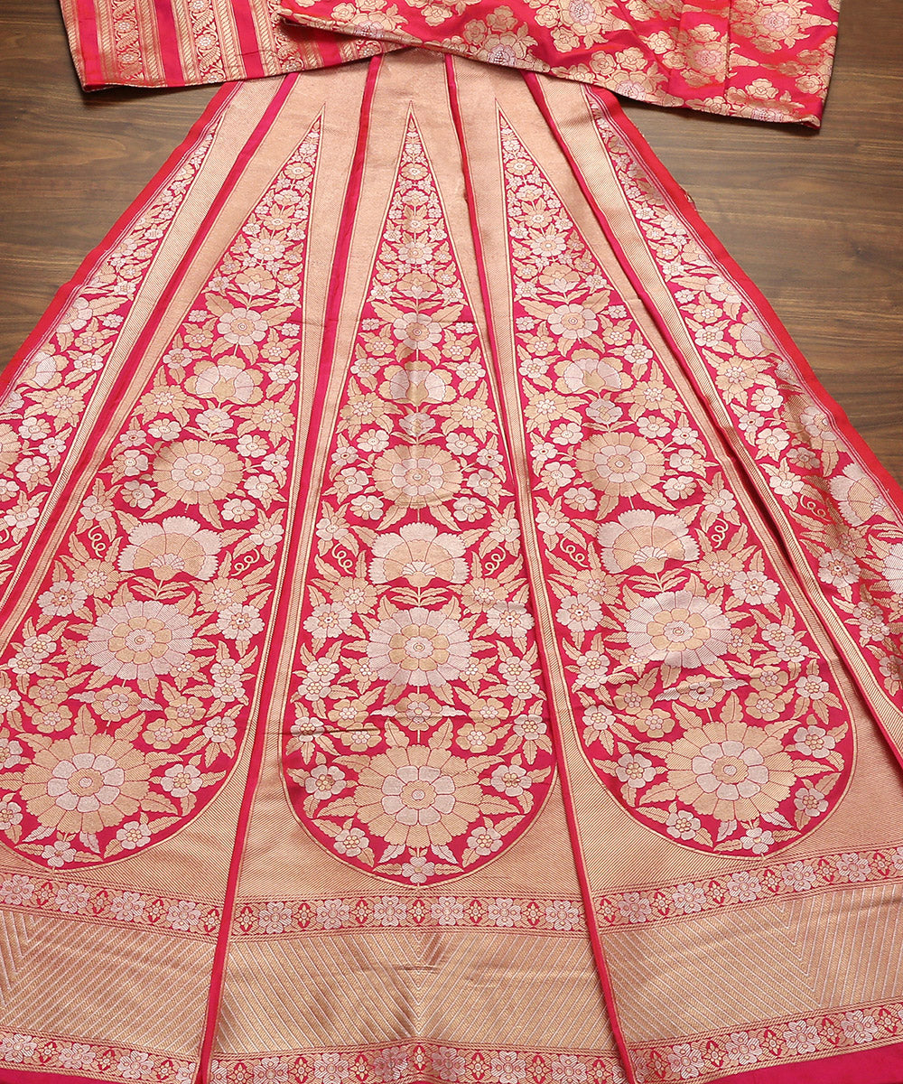 Handloom_Pink_Banarasi_Lehenga_With_Brocade_Blouse_And_Zari_Border_WeaverStory_02