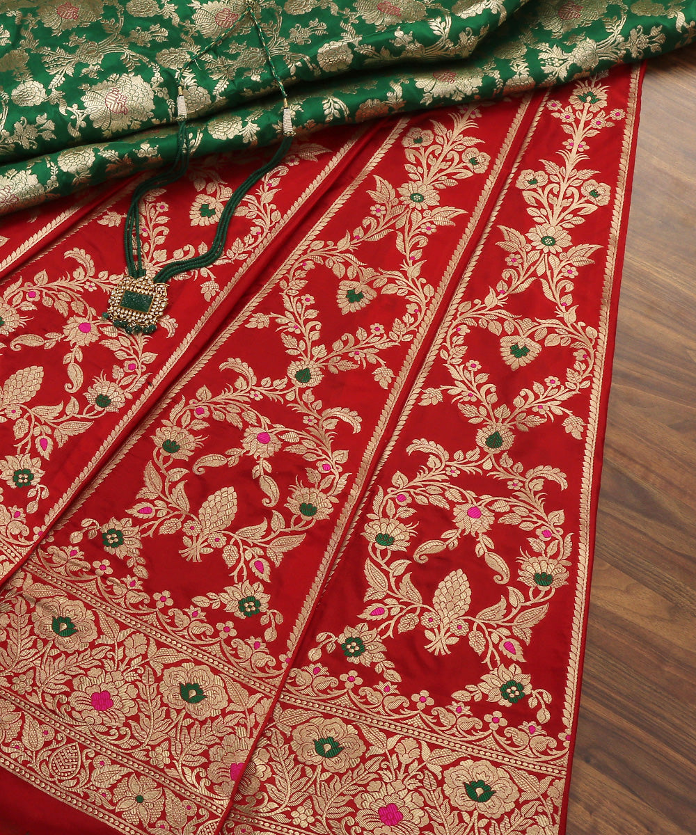 Handloom_Red_Meenakari_Banarasi_Lehenga_With_Heavy_Blouse_And_Border_WeaverStory_02