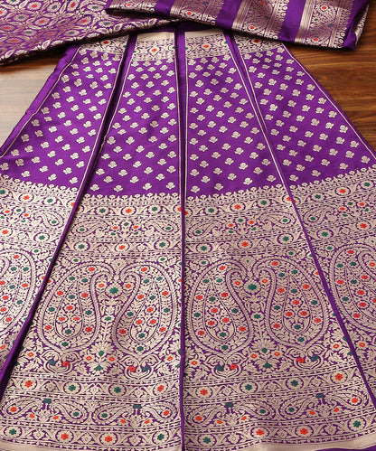Purple_Handloom_Pure_Katan_Silk_Banarasi_Lehenga_with_Meenakari_Skirt_Border_WeaverStory_02