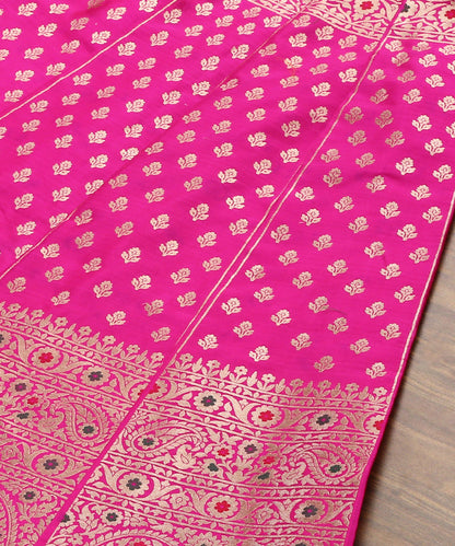 Handloom_Hot_Pink_Pure_Katan_Silk_Banarasi_Lehenga_with_Meenakari_Skirt_Border_WeaverStory_04