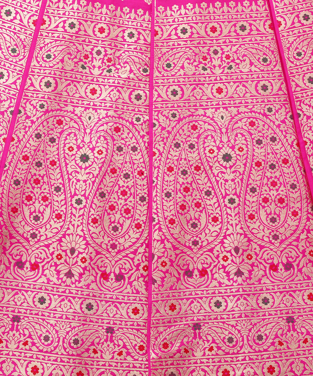 Handloom_Hot_Pink_Pure_Katan_Silk_Banarasi_Lehenga_with_Meenakari_Skirt_Border_WeaverStory_05