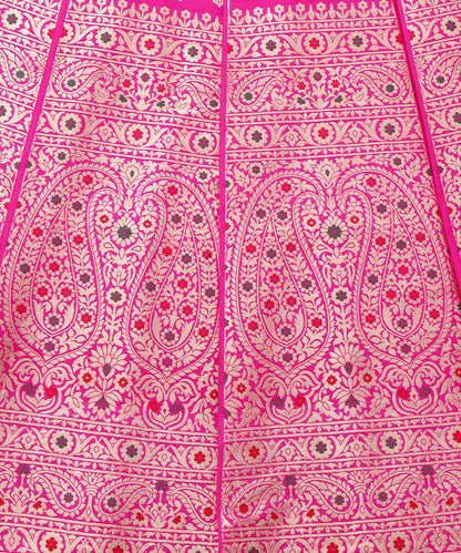 Handloom_Hot_Pink_Pure_Katan_Silk_Banarasi_Lehenga_with_Meenakari_Skirt_Border_WeaverStory_05