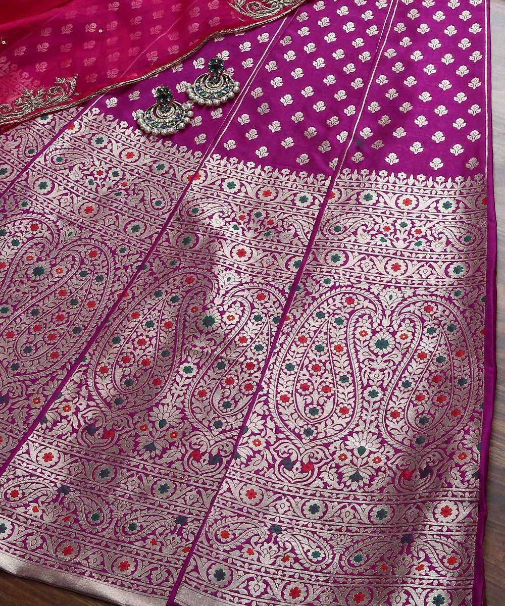 Purple_Handloom_Pure_Katan_Silk_Banarasi_Lehenga_with_Meenakari_Skirt_Border_WeaverStory_01