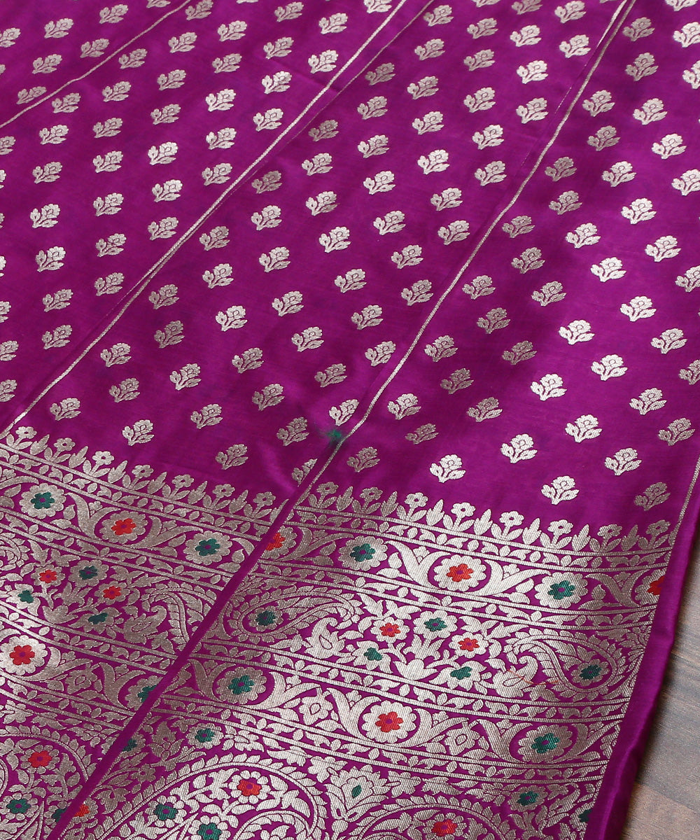 Purple_Handloom_Pure_Katan_Silk_Banarasi_Lehenga_with_Meenakari_Skirt_Border_WeaverStory_04