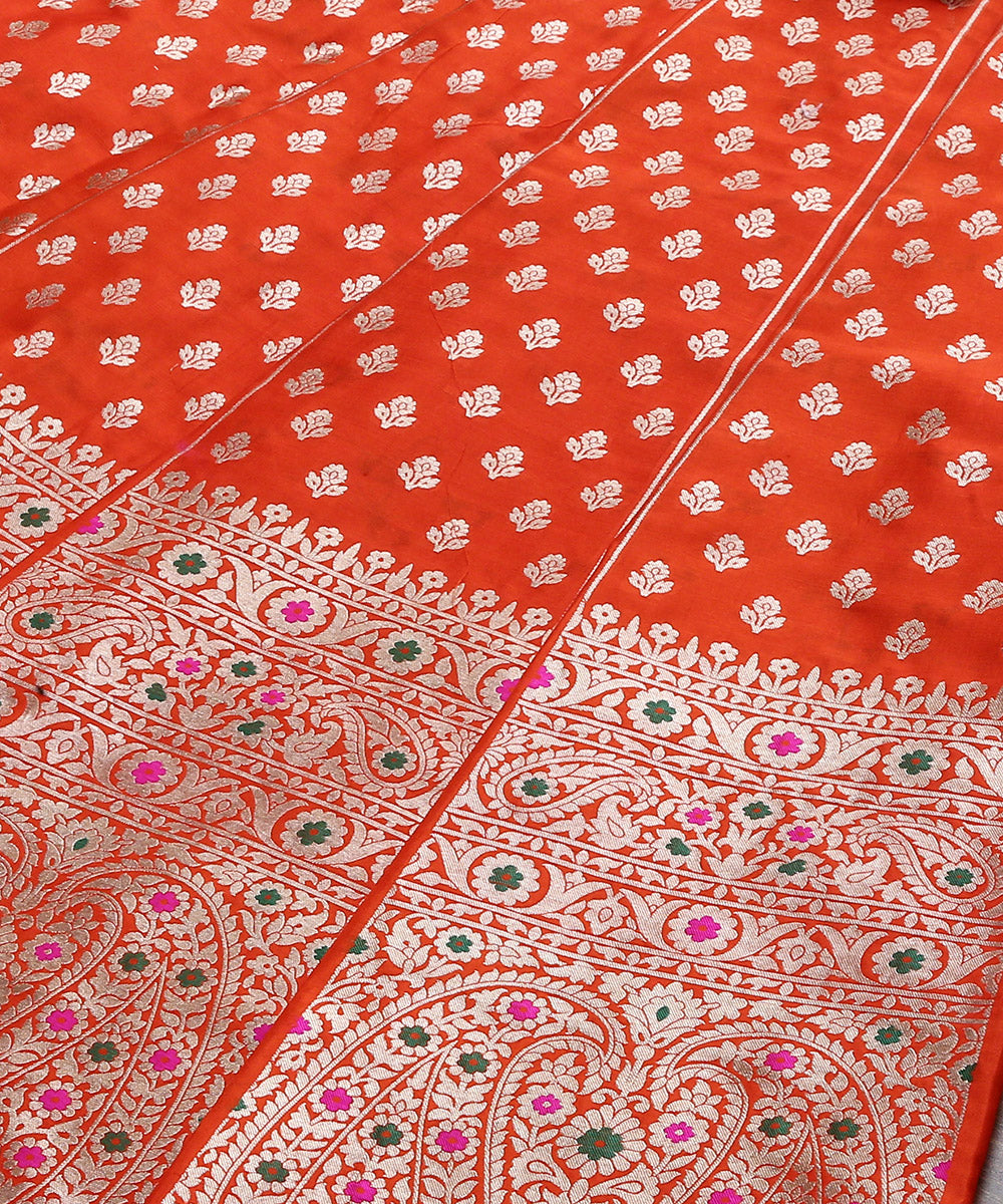 Handloom_Orange_Pure_Katan_Silk_Banarasi_Lehenga_with_Meenakari_Skirt_Border_WeaverStory_04
